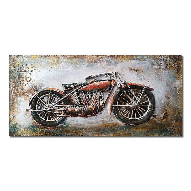 CORX Designs - Retro Vintage Motorcycle Car Oil Painting Wall Art Canvas - Review