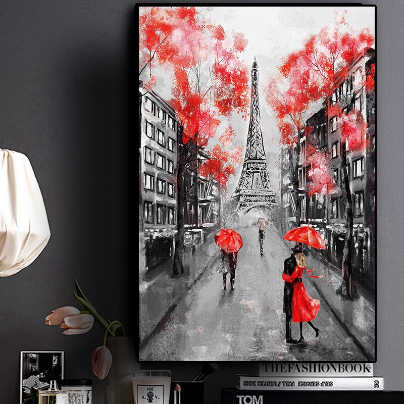 CORX Designs - Romantic City Couple Paris Eiffel Tower Oil Painting Canvas Art - Review