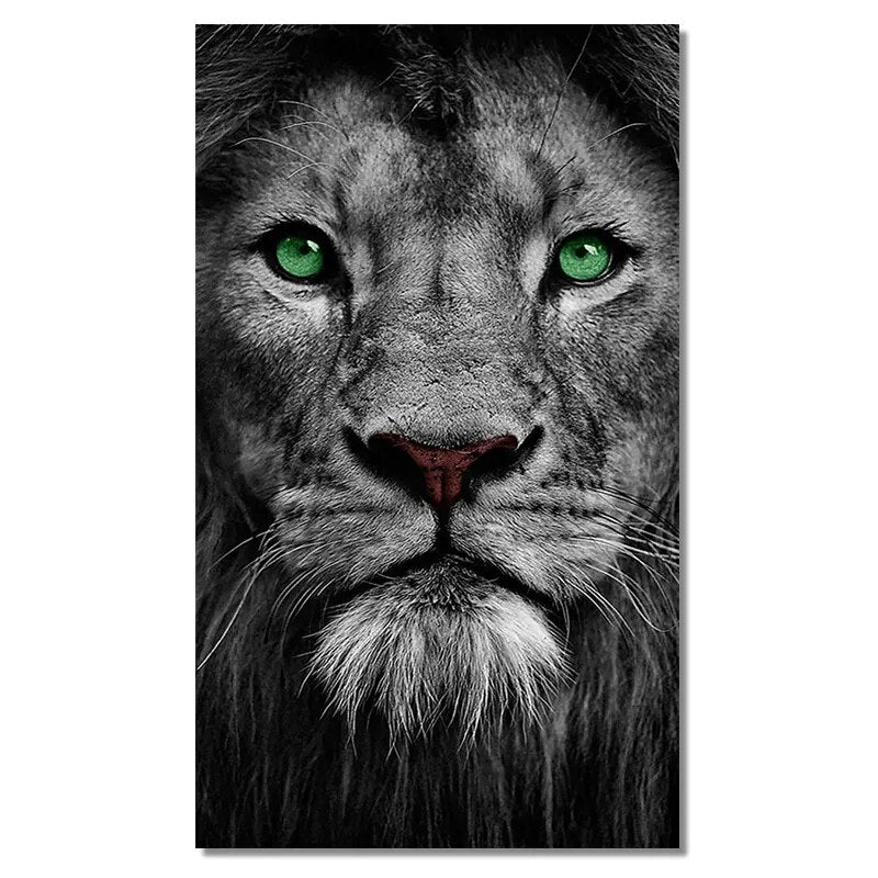 CORX Designs - Black And White Green Eyes Lion Wall Art Canvas - Review