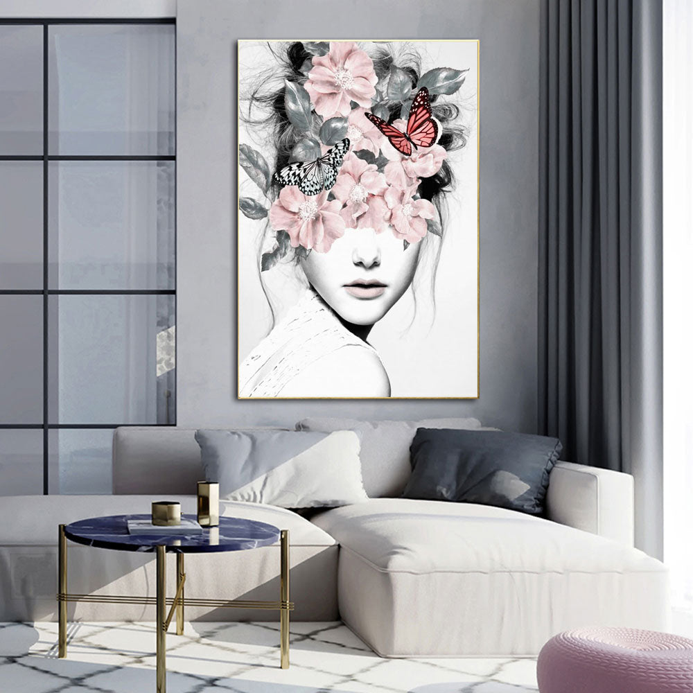 CORX Designs - Floral Head Woman Model Flower Fashion Canvas Art - Review