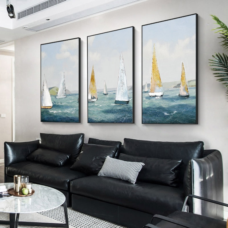 CORX Designs - Sailing Boat Oil Painting Wall Art Canvas - Review