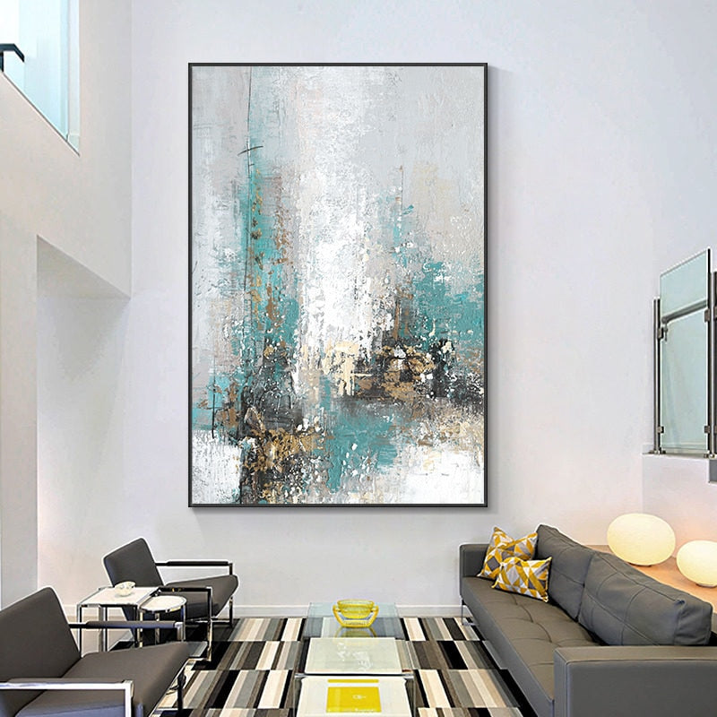 CORX Designs - Abstract Green Blue Painting Wall Art Canvas - Review