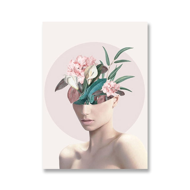 CORX Designs - Floral Head Woman Model Flower Fashion Canvas Art - Review
