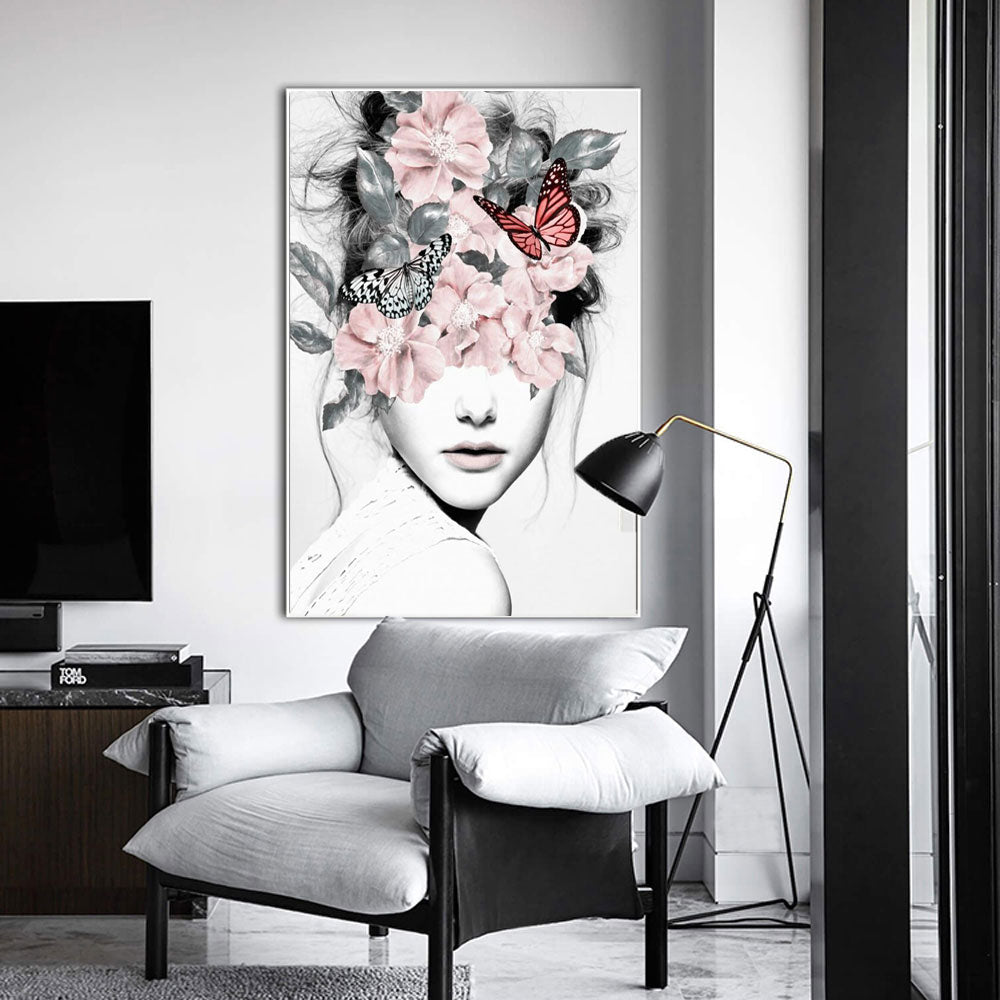 CORX Designs - Floral Head Woman Model Flower Fashion Canvas Art - Review