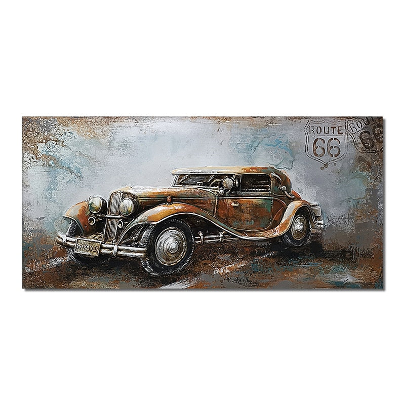 CORX Designs - Retro Vintage Motorcycle Car Oil Painting Wall Art Canvas - Review