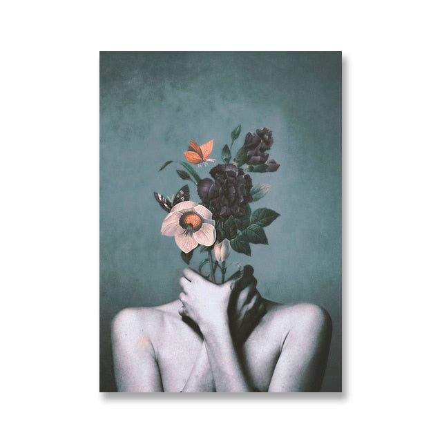 CORX Designs - Floral Head Woman Model Flower Fashion Canvas Art - Review