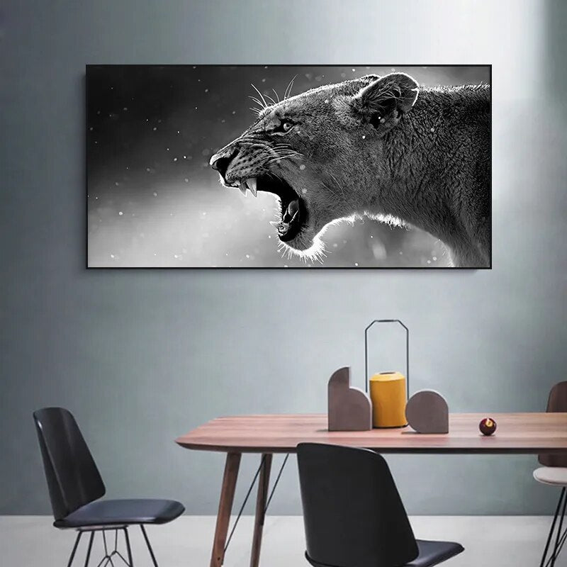 CORX Designs - Black And White Roaring Lion Wall Art Canvas - Review