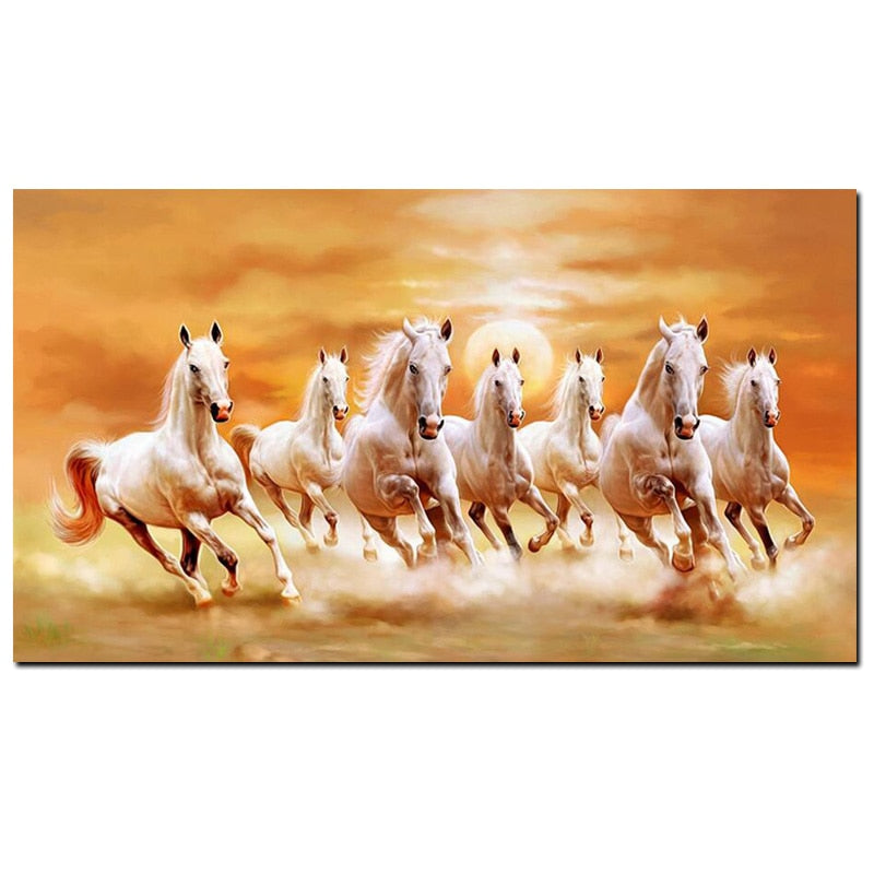 CORX Designs - Seven Running White Horse Gold Wall Art Canvas - Review