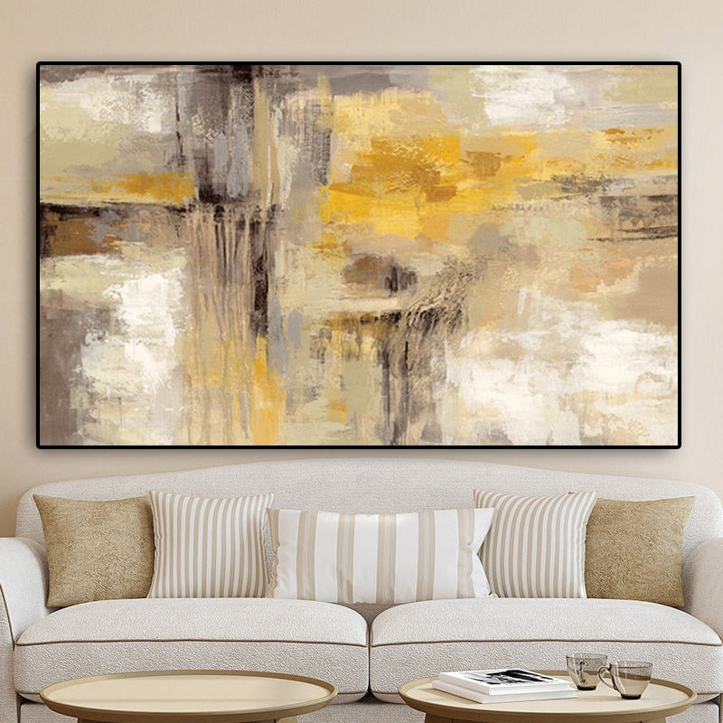 CORX Designs - Gold Abstract Oil painting Wall Art Canvas - Review