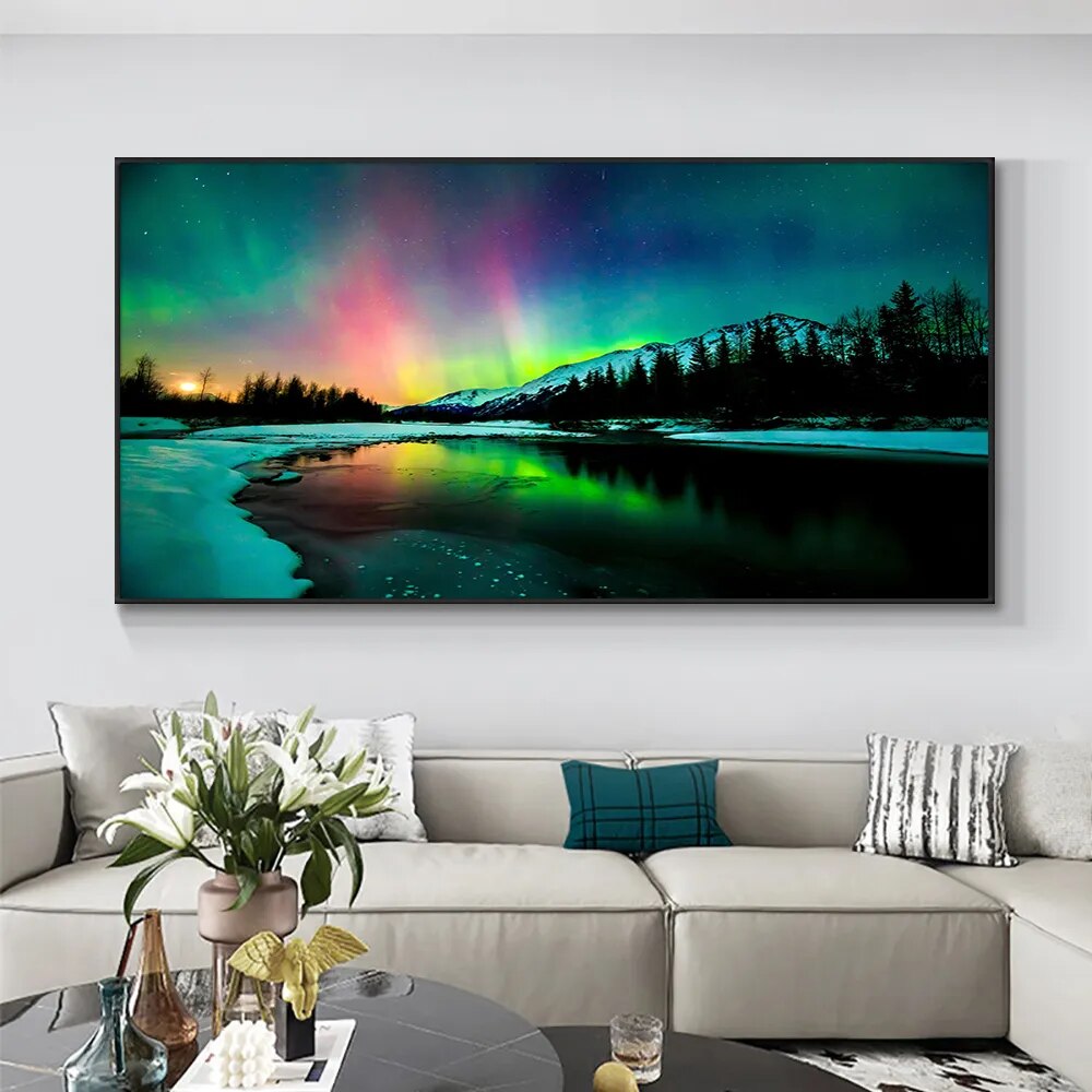 CORX Designs - Aurora Northern Lights Scenery Landscape Wall Art Canvas - Review
