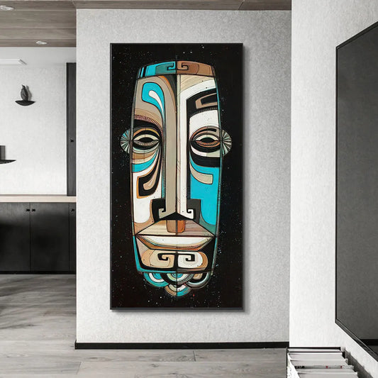 CORX Designs - Abstract Black Blue Tiki Mask Wall Art Canvas - Review