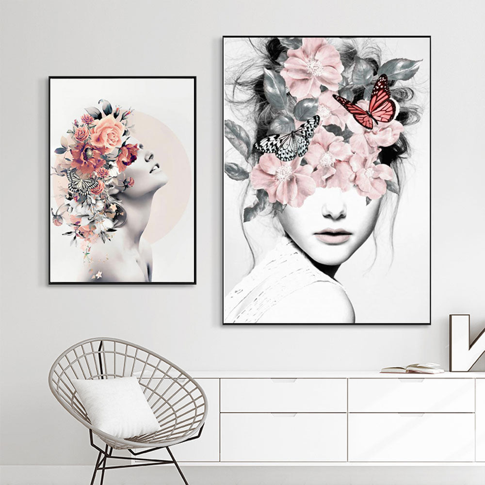 CORX Designs - Floral Head Woman Model Flower Fashion Canvas Art - Review