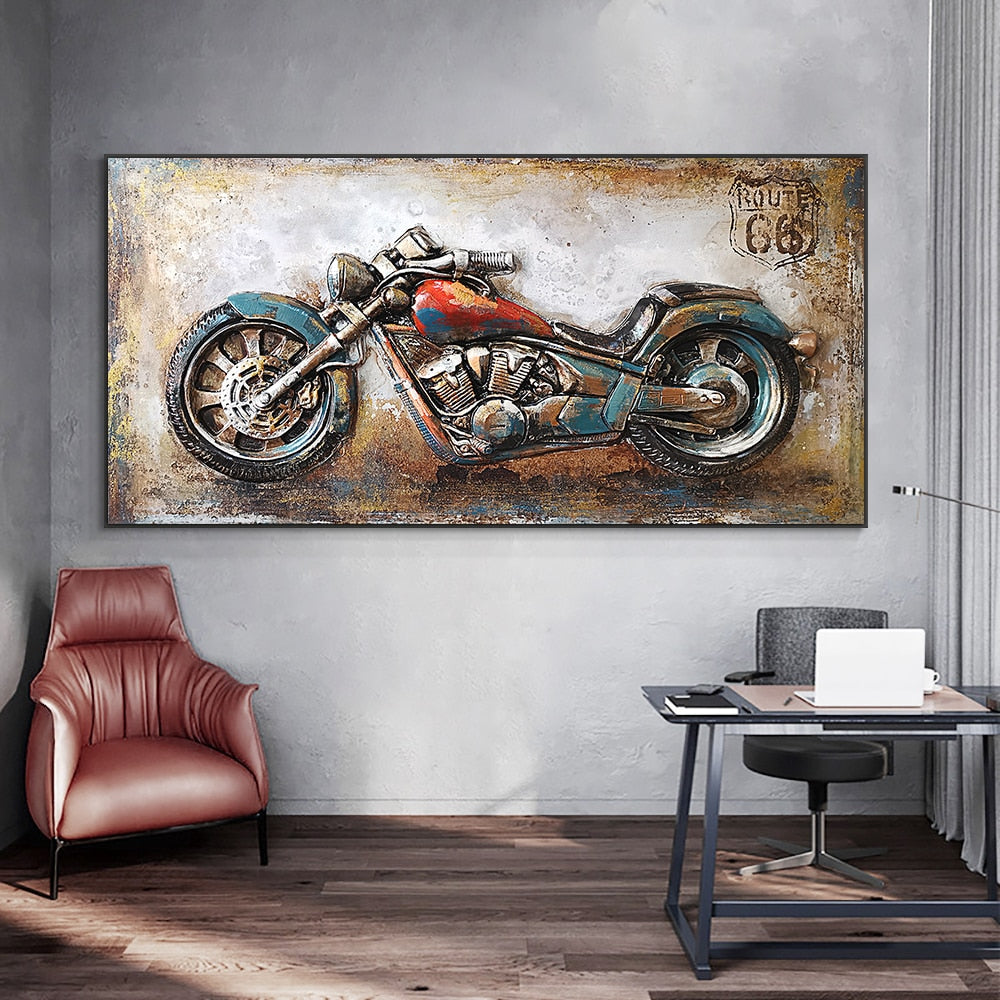 CORX Designs - Retro Vintage Motorcycle Car Oil Painting Wall Art Canvas - Review