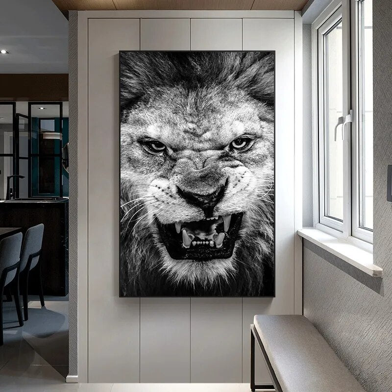 CORX Designs - Black And White Ferocious Lion Wall Art Canvas - Review