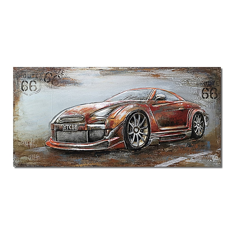 CORX Designs - Retro Vintage Motorcycle Car Oil Painting Wall Art Canvas - Review