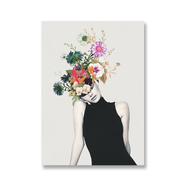 CORX Designs - Floral Head Woman Model Flower Fashion Canvas Art - Review