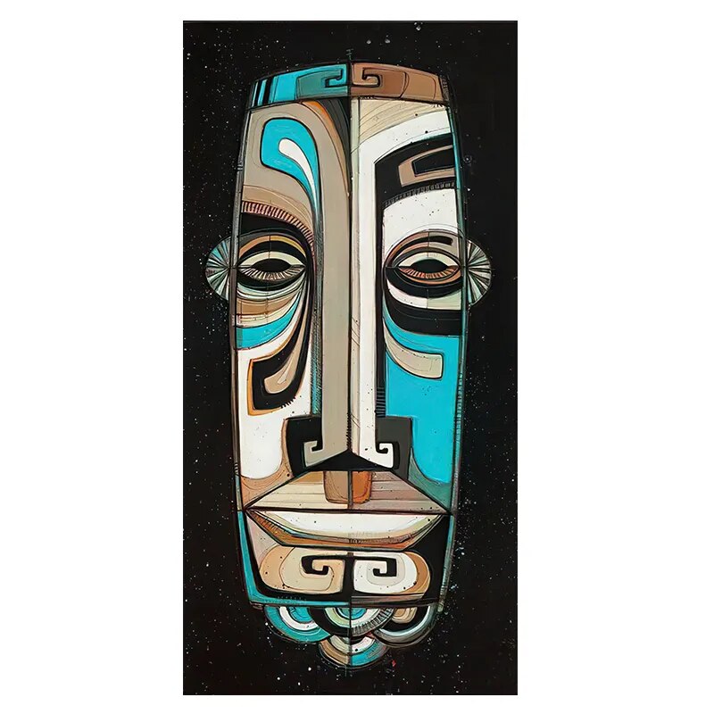 CORX Designs - Abstract Black Blue Tiki Mask Wall Art Canvas - Review