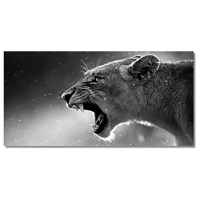 CORX Designs - Black And White Roaring Lion Wall Art Canvas - Review