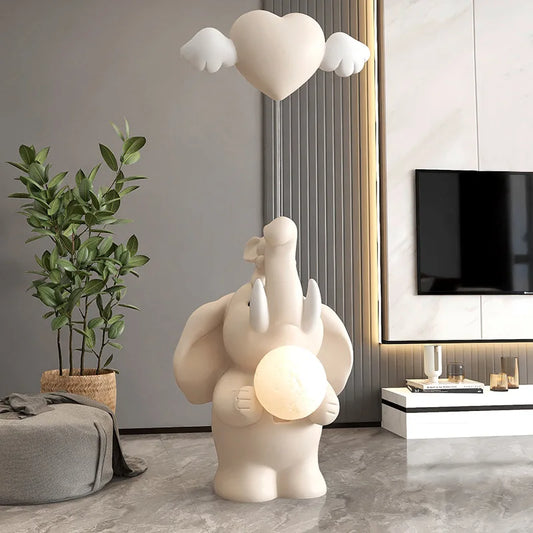 CORX Designs - Cute Baby Elephant Love Balloon Floor Ornament Statue with Lamp - Review
