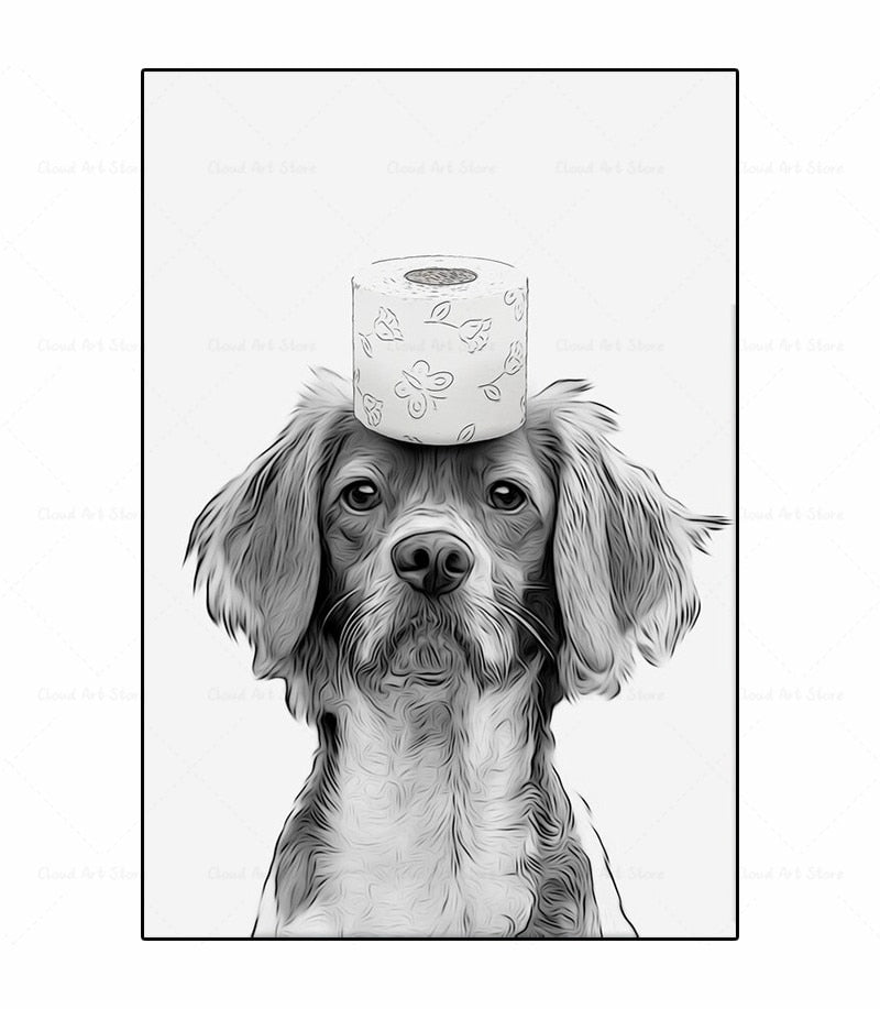 CORX Designs - Black and White Animal Funny Bathroom Canvas Art - Review