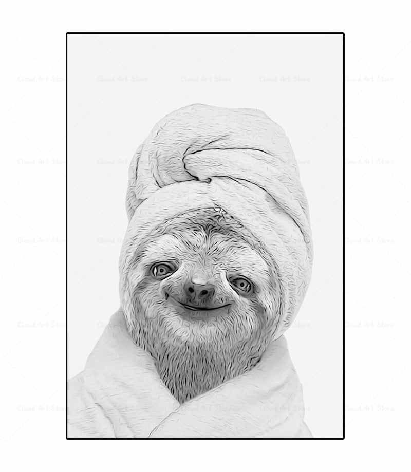 CORX Designs - Black and White Animal Funny Bathroom Canvas Art - Review