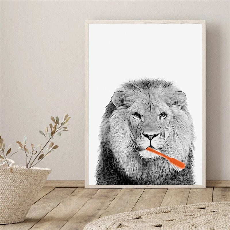 CORX Designs - Black and White Animal Brushing Teeth Canvas Art - Review