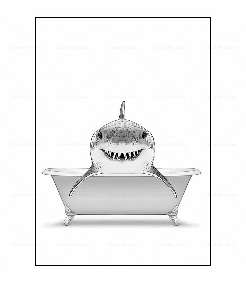 CORX Designs - Black and White Animal Funny Bathroom Canvas Art - Review