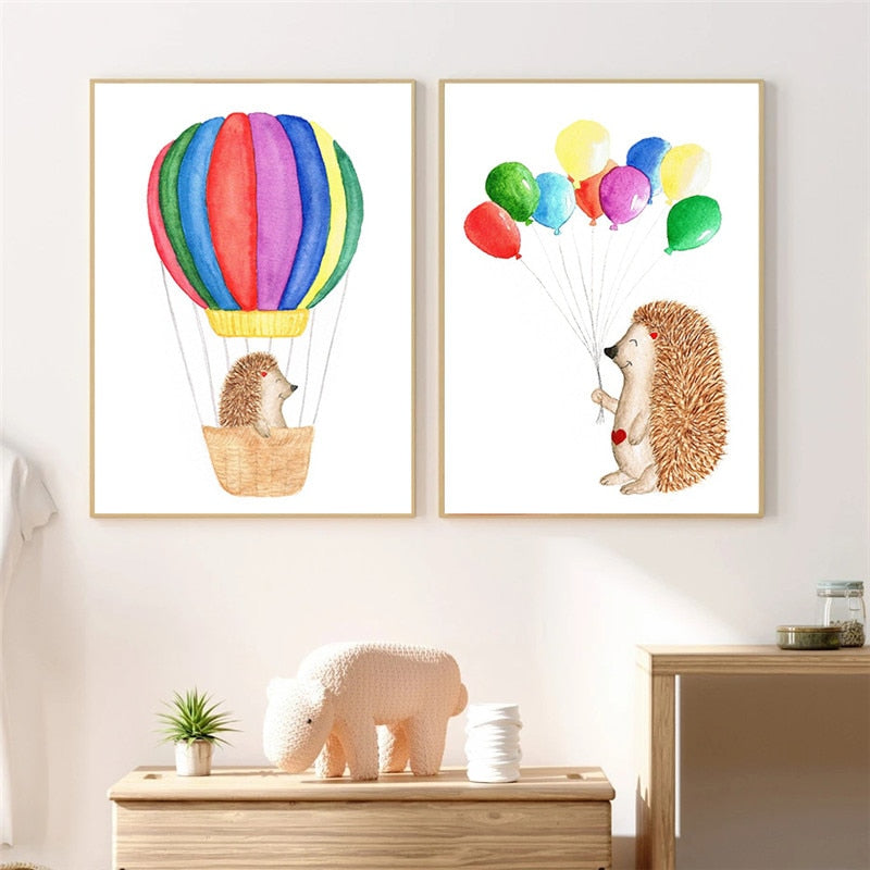 CORX Designs - Hot Air Balloon Cartoon Hedgehog Nursery Canvas Art - Review