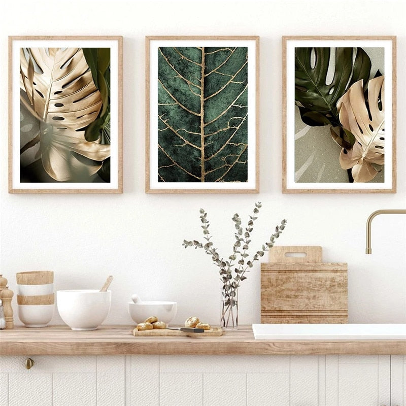 CORX Designs - Abstract Golden Leaves Monstera Wall Art Canvas - Review