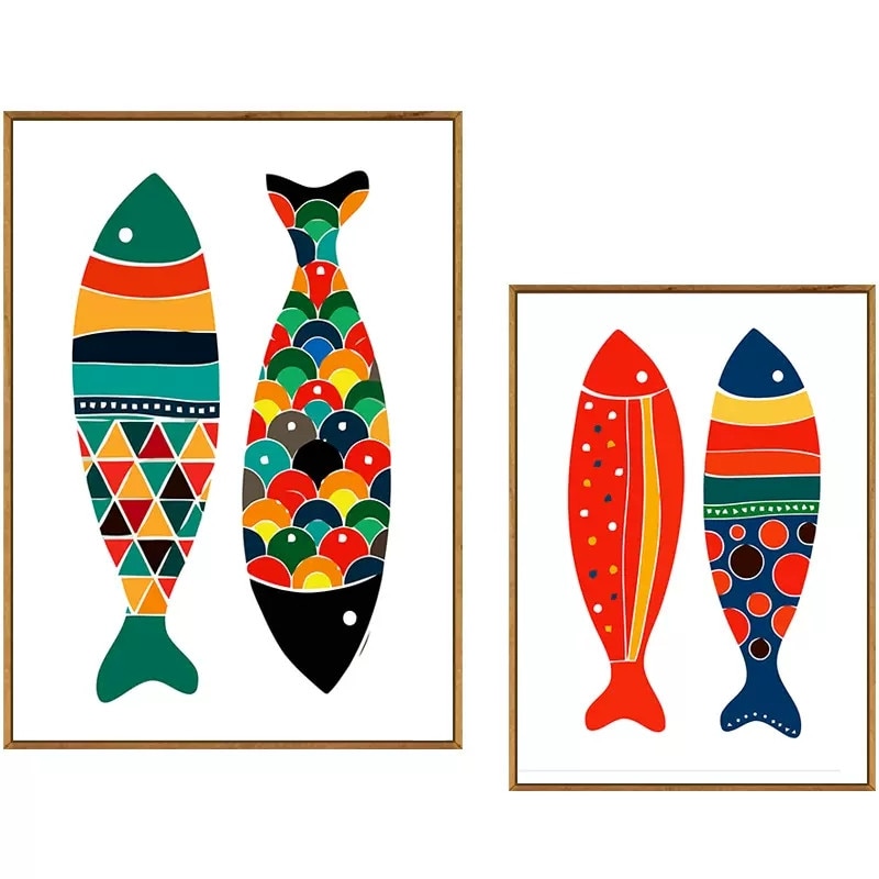 CORX Designs - Abstract Watercolor Colorful Fish Canvas Art - Review