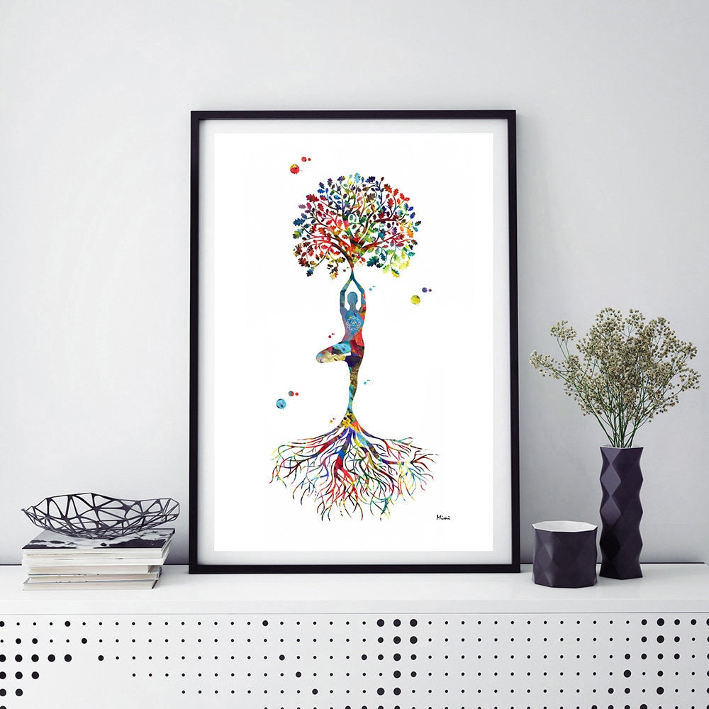 CORX Designs - Yoga Tree Pose Vrikshasana Watercolor Canvas Art - Review