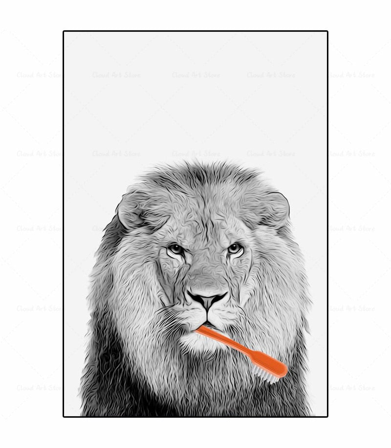 CORX Designs - Black and White Animal Brushing Teeth Canvas Art - Review
