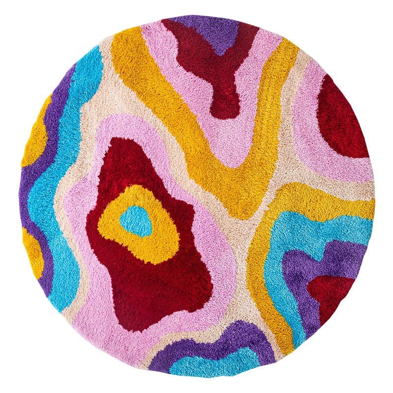 CORX Designs - Retro Colorful Groovy Psychedelic Round Rug - Review