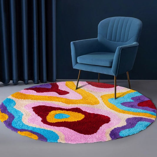 CORX Designs - Retro Colorful Groovy Psychedelic Round Rug - Review