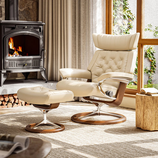 CORX Designs - Stressless Ergonomic Genuine Leather Swivel Recliner with Ottoman - Review