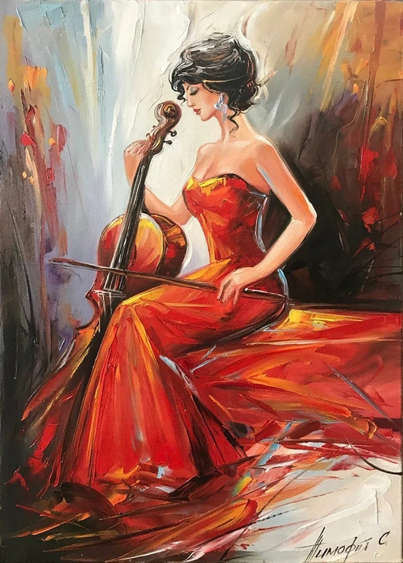 CORX Designs - Violin Women Painting Wall Art Canvas - Review