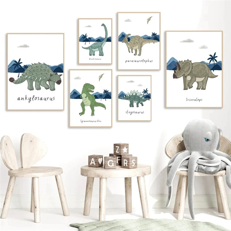 CORX Designs - Dinosaur Kids Baby Boy's Room Wall Art Canvas - Review