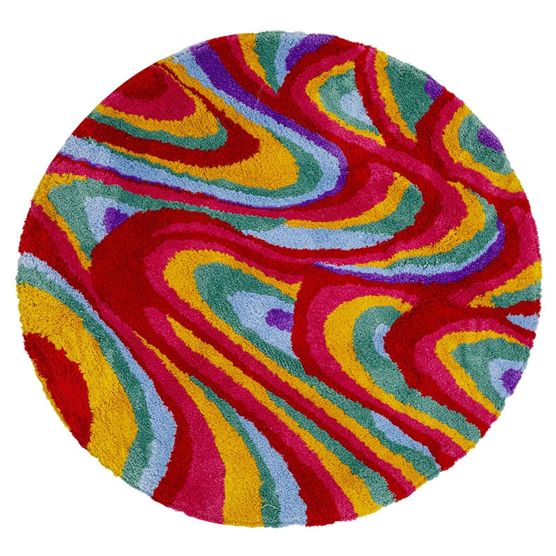 CORX Designs - Retro Round Colorful Groovy Psychedelic Tufted Rug - Review