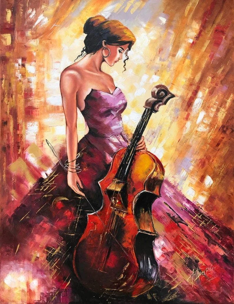 CORX Designs - Violin Women Painting Wall Art Canvas - Review