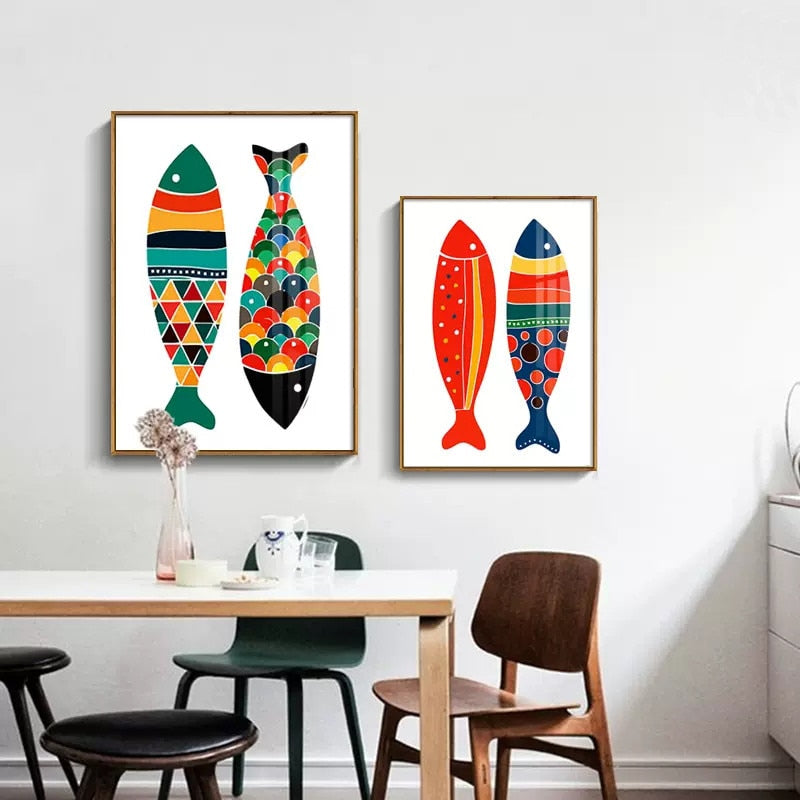 CORX Designs - Abstract Watercolor Colorful Fish Canvas Art - Review