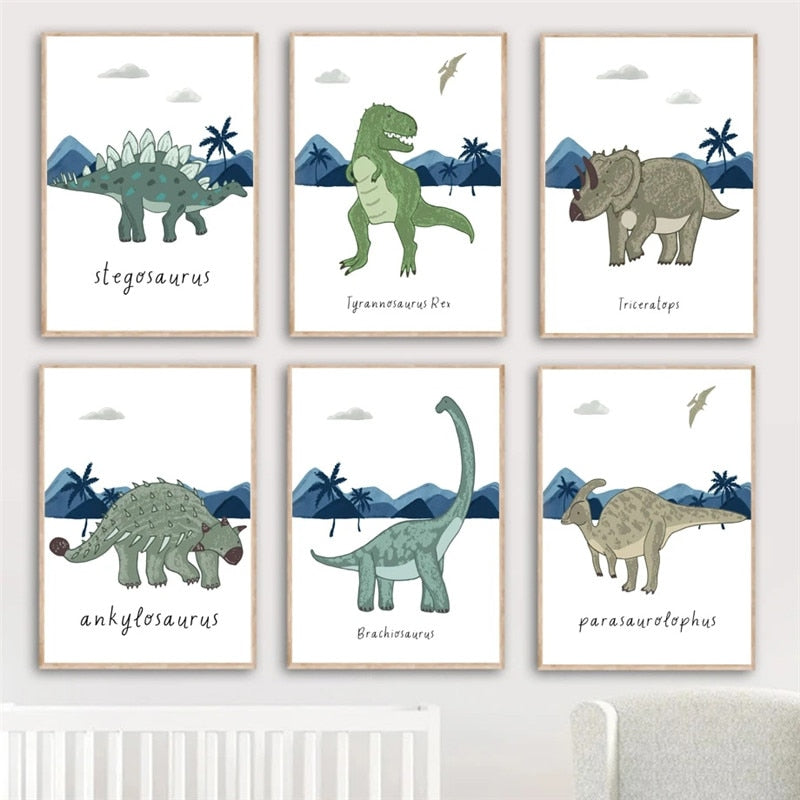 CORX Designs - Dinosaur Kids Baby Boy's Room Wall Art Canvas - Review