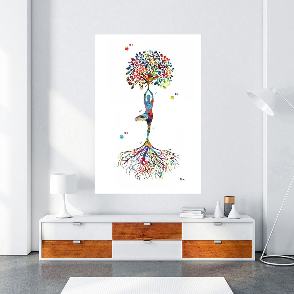 CORX Designs - Yoga Tree Pose Vrikshasana Watercolor Canvas Art - Review