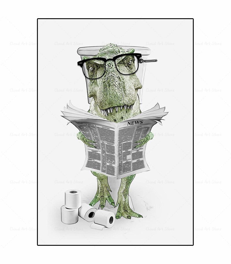 CORX Designs - Black and White Animal Funny Bathroom Canvas Art - Review