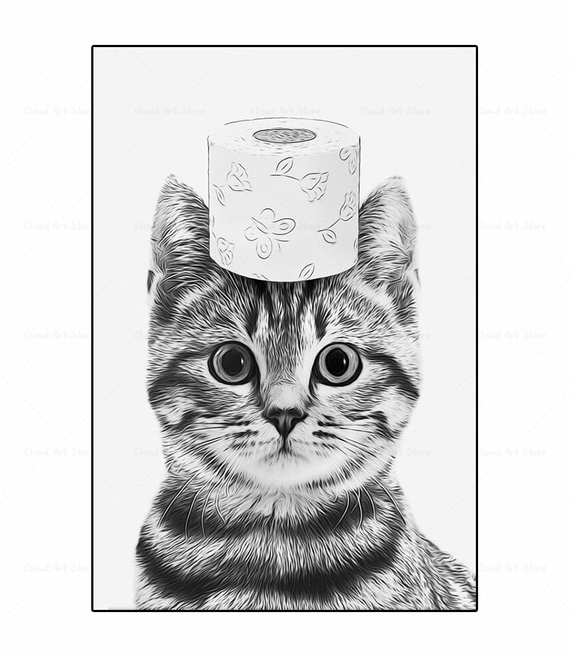 CORX Designs - Black and White Animal Funny Bathroom Canvas Art - Review