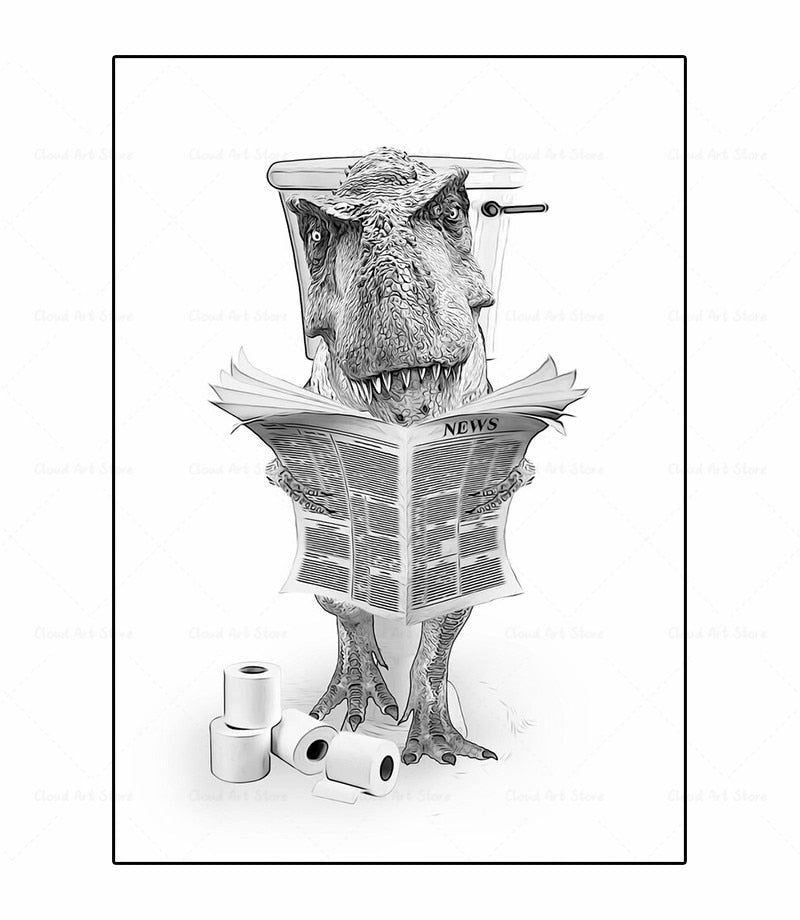 CORX Designs - Black and White Animal Funny Bathroom Canvas Art - Review