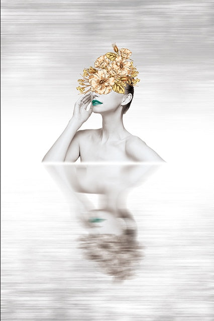 CORX Designs - Floral Head Woman Model Flower Fashion Canvas Art - Review