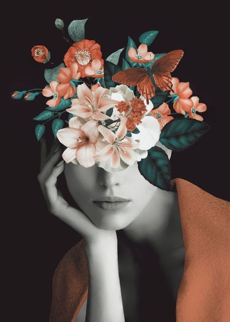 CORX Designs - Floral Head Woman Model Flower Fashion Canvas Art - Review