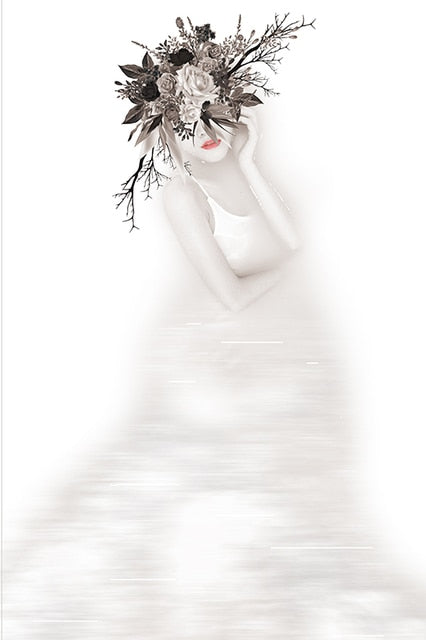 CORX Designs - Floral Head Woman Model Flower Fashion Canvas Art - Review