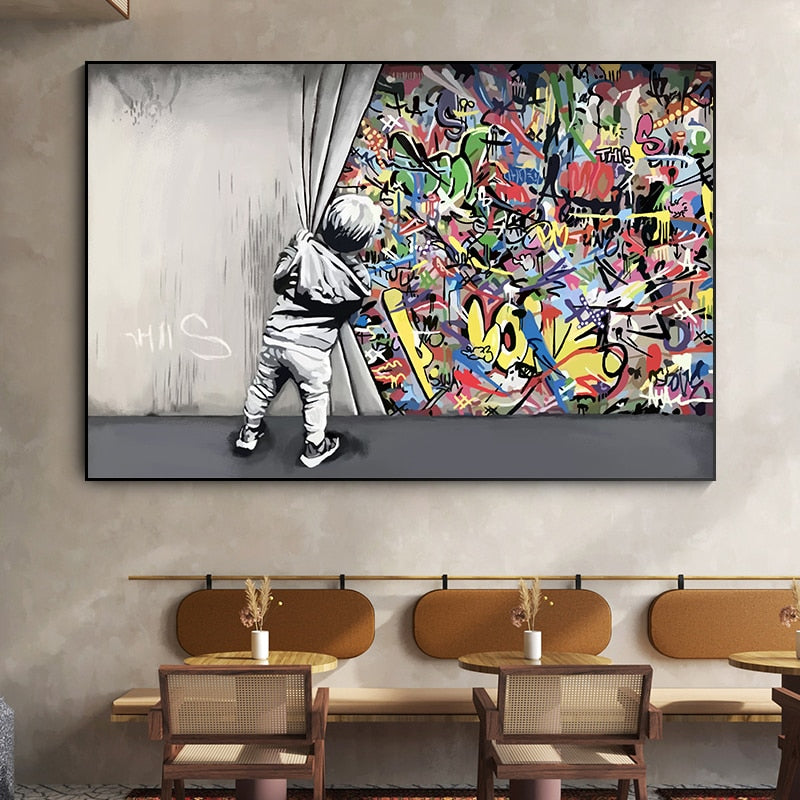 CORX Designs - Kids Behind The Curtain Graffiti Art Canvas - Review