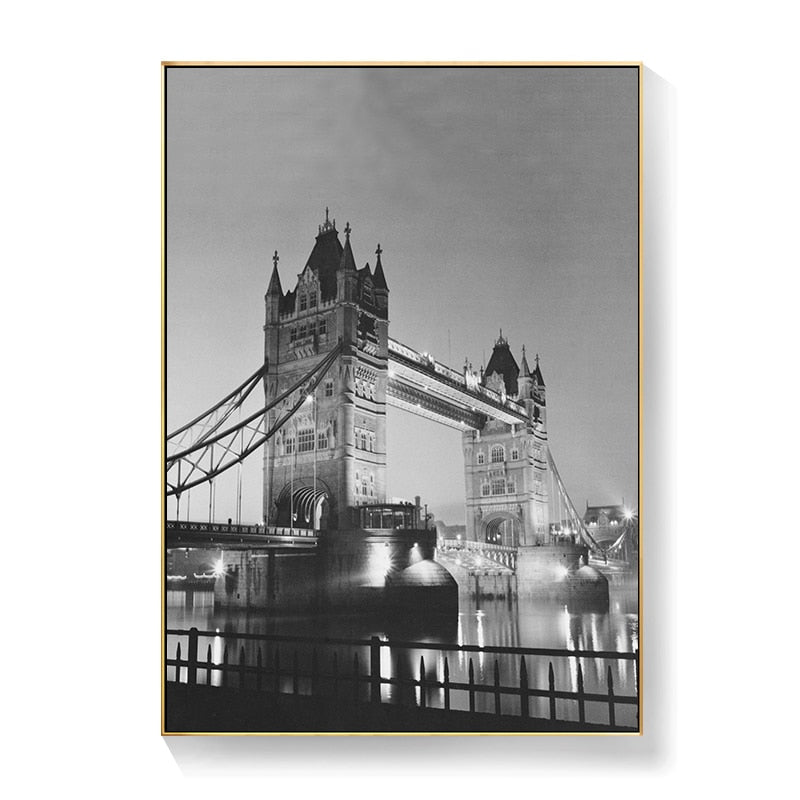 CORX Designs - Black and White Brooklyn Bridge London Bridge Eiffel Tower Canvas Art - Review